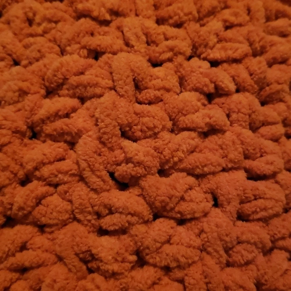 NEW- Handmade Chunky Fall Blanket- Burnt Orange